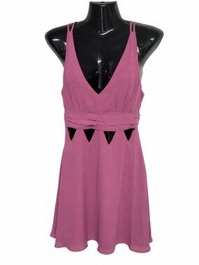 BCBGeneration Mauve Cutout Fit & Flare Mini Dress Size 0 Strappy V-Neck